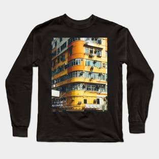 Yellow Building Facade in Hong Kong Long Sleeve T-Shirt